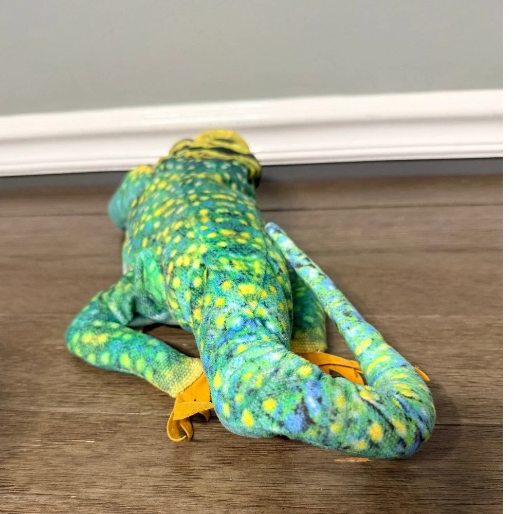 Folkmanis Collared Lizard Hand Puppet Green Yellow Blue Reptile Plush 12‎ inch